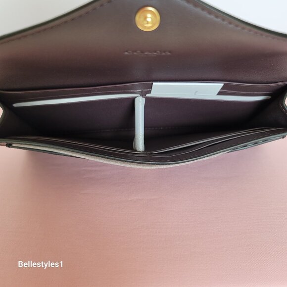 COACH Wyn Envelope Crossgrain Leather Wallet- Black color⭐ - Picture 13 of 16